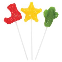 three star shaped lollipops on top of each other