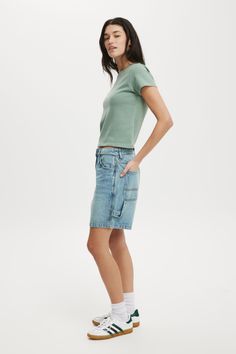 Mid Denim ShortCotton On Women - Relaxed Denim Short - Lake Blue/CarpenterCotton On | Women | Clothing | Shorts | Denim ShortsCotton On | Women | Clothing | Shorts | Denim ShortsCotton On | Women | Clothing | Shorts | Denim Shorts Casual Short Denim Skirt For Streetwear, Denim Cargo Shorts Casual, Relaxed Fit Utility Jean Shorts, High Rise Cotton Utility Cargo Shorts, High Rise Cotton Cargo Shorts In Utility Style, Medium Wash Cotton Jean Shorts With Cargo Pockets, High Rise Relaxed Fit Utility Shorts, High-rise Relaxed Fit Utility Shorts, High Rise Casual Cotton Cargo Shorts