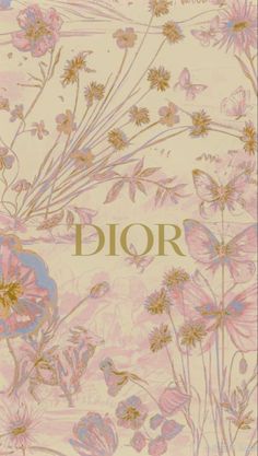 the front cover of dior's new book, with pink flowers and butterflies