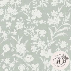 an image of a wallpaper with white flowers on green background and the number seventy