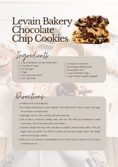 a recipe for chocolate chip cookies on a table