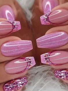 Valentine Nails, Fancy Nails Designs, Pink Nail Art, Nail Designs Glitter, Classy Nails, Nail Arts, Manicure E Pedicure, Nail Manicure