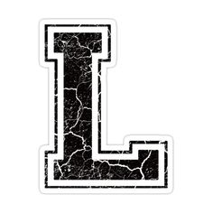 the letter l is made up of black and white marble sticker on a white background