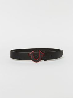 Complete any look with the Horseshoe Buckle Belt. Crafted from faux leather and features a horseshoe buckle with red trim.  Style: TR2849 True Religion Belt, Future Clothes, Kids Denim, Buckle Belt, Dark Wash Denim, Light Wash Denim, Hat Shop, Jeans For Sale, Mens Belts