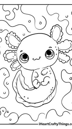 a coloring page with an image of a baby octopus