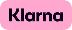 the word klarna written in black on a pink background