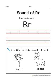 the letter r worksheet for children to learn how to write and draw letters