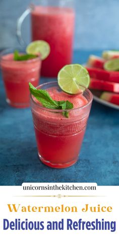 watermelon juice with mint and refreshing