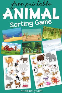 free printable animal sorting game for kids