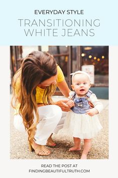 Rather than give up my summer staples, I'm finding new ways to remix and transition pieces like these white vintage jeans into fall. This straight-leg style can EASILY mix and match with all your favorite fall layers: front tucked chunky sweaters, leather Moto jackets and ankle booties. | Fall Outfit Ideas via Finding Beautiful Truth #vintagejeans #momjeans #whitedenimforfall #falllayers #straightlegjeans Western Glam, Chunky Sweaters, 2020 Style, Fall Outfit Ideas, Fall Layers, Mom Hacks, My Summer, Feminine Beauty