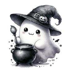 Cute Halloween Art, Fun Handwriting, Witch's Cauldron, Ghost Bat, Halloween Clay, Party Clipart, Spooky Fall, Cute Ghosts, Cool Pencil Drawings