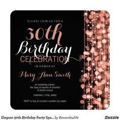 an elegant birthday party with lights and sparkles on the black background is featured in this card