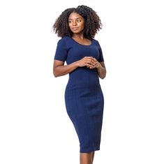 Our French-inspired short sleeve sweater dress is a classic beauty in soft organic cotton that dresses you up instantly without looking overdone. Decidedly feminine, our dress features flattering short sleeves, a delicate cable knit, scalloped trim, and a keyhole back closure for the ultimate chic look. Get ready to turn heads! 80% Organic Cotton, 20% Nylon, exclusive of trims. Garment is OCS-Certified Delicate cable knit, scalloped trim, and a back keyhole closure Machine washable. Hope & Henry Fitted Crew Neck Short Sleeve Dress, Fitted Short Sleeve Crew Neck Dress, Blue Stretch Midi Dress With Short Sleeves, Fitted Cotton Short Sleeve Dress, Fitted Cotton Short Sleeve Knee-length Dress, Fitted Knee-length Cotton Short Sleeve Dress, Blue Fitted Casual Short Sleeve Dress, Blue Fitted Short Sleeve Casual Dress, Casual Blue Fitted Short Sleeve Dress