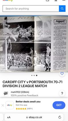 an iphone screenshot of the cardiff city v portsmouth match