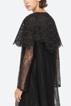 Shop the Vale Lace Dress in Black from Sea at Zane boutique in Portland, Maine Lace Capelet, Capelet Dress, Cotton Slip, Long Sleeve Lace Dress, Kids Sleepwear, Fit Style, Long Sleeve Lace, Denim Shop, Knit Dress