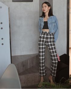 @essie.lll Casual Fitted Plaid Outerwear, Fitted Plaid Casual Outerwear, Fitted Casual Plaid Outerwear, Pants