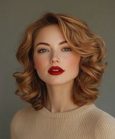 Retro Waves Christmas Hairstyle: Loose Glamorous Vintage Waves Christmas Hairstyle, Retro Curls, Voluminous Waves, Two Braid Hairstyles, Glamour Look, Velvet Bench, Vintage Waves, Classic Glamour, Try On Hairstyles