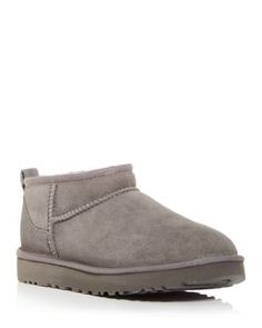 Ugg Women's Classic Ultra Mini Shearling Booties Grey Mini Ugg Boots, Slipper Uggs, Ugg Ultra Mini, Ugg Booties, Chestnut Uggs, Ugg Classic Ultra Mini, Boo Basket, Cozy Boots, Ugg Mini