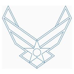 the air force symbol is shown in blue outline on a white background with an arrow