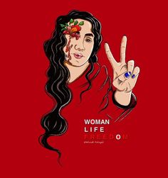 a drawing of a woman making the peace sign with her hand and wearing a flower in her hair