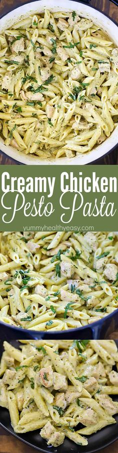 this creamy chicken pesto pasta is the perfect side dish to use up leftover pasta