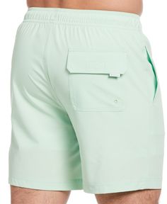 Designed to easily transition from the beach to a relaxing patio lunch, these Cubavera men’s swim shorts feature a versatile solid-colored design. The swimming shorts are made from a flexible stretch fabric that lets you move comfortably. A drawstring elasticized waist keeps them securely in place. Sun protection and moisture-wicking technologies keep you feeling dry while sun protects blocks UV rays while you lounge by the pool or play a game of beach volleyball. The swim trunks are crafted fro Summer Nylon Swim Trunks With Side Pockets, Green Swim Trunks With Upf 50+ For Vacation, Casual Green Swim Trunks With Upf 50+, Casual Solid Color Swim Trunks For Poolside, Green Swim Trunks With Pockets For Beach, Casual Solid Swim Trunks For Poolside, Green Swim Trunks With Elastic Waistband For Pool, Green Swim Trunks With Pockets For Summer, Short Swim Trunks With Pockets For Beach Season