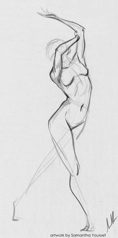 a pencil drawing of a woman dancing