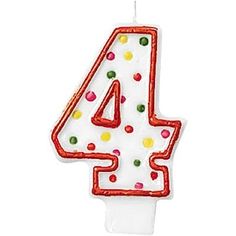 a birthday candle with the number four on it