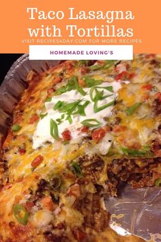 taco lasagna with tortillas is shown on the cover of this cookbook