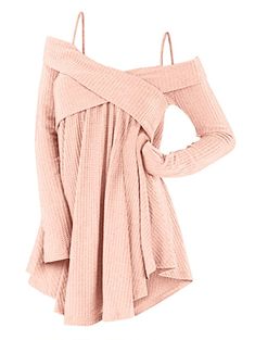 Crisscross Open Shoulder Tunic Sweater - Pig Pink - 4E37889622 - Women's Clothing, Women's Tops & T-Shirts, Women's T-Shirts  #WomensTShirts #Women's #Clothing # #Women's #Tops #& #TShirts # #Women's #TShirts Single Dress, Batwing Sleeve Sweater, Outwear Women, Sweater Tunic, Off Shoulder Sweater, Knit Turtleneck Sweater, Embroidered Sweater, Fall Sweaters, Tunic Sweater