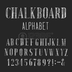 chalkboard alphabet font and numbers on black background with space for your own text or image