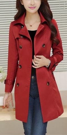 $99.90 - Beautiful Red Spring Autumn Long Coat double breasted with waist belt for elegant women and classy ladies. Tight fitted coat good for casual every day wear and also business work office look idea. Red Outerwear With Stand Collar For Fall, Red Stand Collar Outerwear For Fall, Elegant Red Outerwear With Stand Collar, Elegant Red Winter Outerwear, Elegant Red Long Coat Outerwear, Elegant Long Red Coat, Elegant Red Outerwear For Fall, Luxury Office Outerwear With Stand Collar, Red Winter Office Outerwear