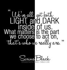 two black and white images with the words we're all light and dark inside