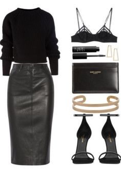 Casual Cute New Years Outfit, Long Leather Skirt Outfit Party Night, Leather Skirt Outfit Party Night Winter, Black Leather Skirt Outfit Black Women, Leather Skirt Outfits Winter, Birthday Night Out Outfit Classy, Casual Lunch Outfit Winter, Leather Skirt And Sweater Outfit, Winter Date Night Outfit Classy