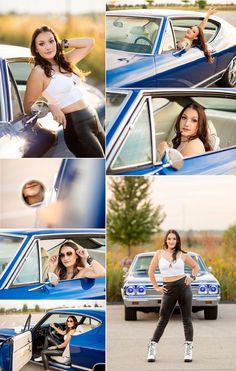 classic car photoshoot, muscle car senior photos, muscle classic car photo ideas Senior Pics With Old Cars, Senior Car Picture Ideas, Classic Car Senior Pictures, Senior Car Pictures, Car Photography Poses Women, Senior Photos With Car, Senior Pictures With Car