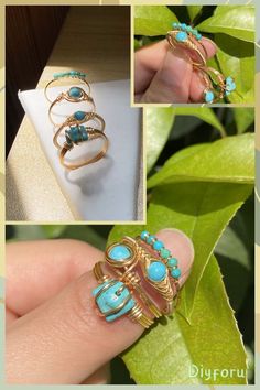 Indulge in the vibrant beauty of our unique artisan turquoise rings. Each ring is a masterpiece, showcasing the rich, captivating hues of turquoise that symbolize tranquility and strength. Perfect for any occasion, these rings add a touch of natural elegance and timeless charm to your style. #handmade#jewelry#handmadejewelry#wirewrap#wirewrappedjewelry#wire#ring#ringsjewelry#turquoise#bohostyle#Spring/Summer Bohemian Adjustable Stackable Turquoise Ring, Adjustable Stackable Bohemian Turquoise Ring, Adjustable Turquoise Hand Wrapped Jewelry, Adjustable Bohemian Stackable Gemstone Rings, Turquoise Spiritual Stackable Jewelry, Bohemian Stackable Rings With Natural Stones, Turquoise Wire Wrapped Round Jewelry, Spiritual Stackable Turquoise Jewelry, Bohemian Stackable Turquoise Ring