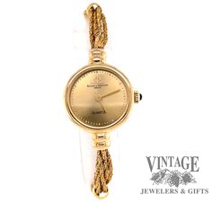 Estate 14 karat gold ladies Baume & Mercier watch with chain bracelet, side view Baume Mercier, Swiss Watch, Watch Companies, Swiss Watches, Watch Case, Quartz Movement, Gold Watch, Chain Bracelet, Gold Ring