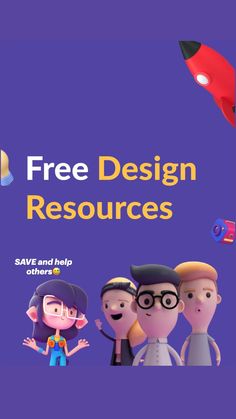 three people standing next to each other with the words free design resources on it's cover