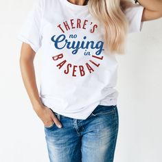 Step up to the plate with our No Crying in Baseball T-Shirt! Show off your love for the game with this playful tee that reminds us to toughen up on the field. Perfect for any fan or player, this t-shirt is a home run for any baseball enthusiast. (You can cry later if you need to!) Made in the USA  100% Combed Ring-Spun Cotton True to Size  Tagless This printed t-shirt is part of our Active Collection. No Crying In Baseball, Home Run, Baseball Mom, Baseball T Shirts, Baseball T Shirt, Ball Cap, White Tshirt, Baseball Tshirts, Step Up