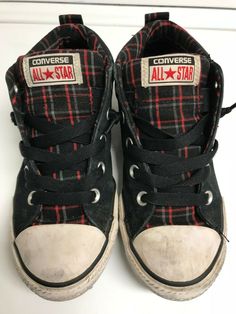 You get all 7 pair. Free shipping. Plaid Converse, Diy Goth Clothes, Plaid Shoes, Shoe Wishlist, Swag Shoes, Chuck Taylors High Top, Goth Outfits, Converse All Star, Black Plaid