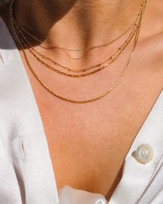 Introducing the Grace Necklace, a simple wheat chain made for being durable yet beautiful. Wheat chains are known for being tangle-proof, so stack with confidence knowing your pieces will stay intact. Can't get enough of this beautiful piece? Shop the silver version of the Grace Necklace here, as well as the gold and silver matching bracelets. 14k Gold Fill Length: 18" Dimensions: 15 x 6 mm Pieces from this collection are not eligible for any discounts or promotions Make your jewelry last! Click Joy Necklace, Gold Layering Necklaces, Grace Necklace, Necklaces Beads, Gold Layered Necklace, Layering Necklaces, Layered Necklace Set, Jewelry Studio, Gold Necklace Layered