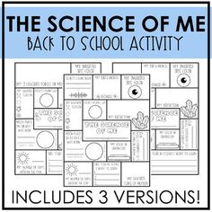 the science of me back to school activity includes 3 versions, including an image of plants and