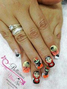 Mini Nails, Subtle Nail Art, Holloween Nails, Witch Nails, Pumpkin Nails, Subtle Nails, Holiday Nail Art, Gem Nails, Halloween Nail