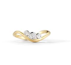 Gold Ring - A trio of glittering diamonds in white gold bezel settings flows along the curved band of this 18k yellow gold ring.<br><br>Diamonds: 0.09tcw Friend Trio, Trio Ring, Artful Home, Diamond Glitter, 18k Yellow Gold Ring, Yellow Gold Ring, Yellow Gold Rings, Bezel Setting, Precious Metals