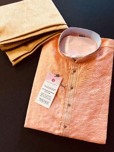 Peach Raw Silk Indian Men Kurta Pajama 2pcs Set - Kaash Collection Men's Kurta Pajama, Men Kurta, Men's Kurta, Indian Men, Fancy Design, Work Pattern, Fancy Buttons, Indian Man, Kurta Pajama