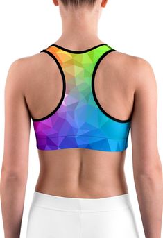 This gorgeous sports bra is made from moisture-wicking material that stays dry during low and medium intensity workouts. The bra has support material in the shoulder straps, double layer front, and a wide elastic band to ensure constant support. Multicolor Stretch Activewear Bra Friendly, Multicolor Sports Bra For Yoga, Multicolor Moisture-wicking Sports Bra For Yoga, Racerback Crop Top For Sports With Light Support, Sports Crop Top With Light Support And Racerback, Racerback Crop Top With Light Support For Sports, Multicolor Moisture-wicking Racerback Activewear, Breathable Racerback Crop Top For Light Sports, Multicolor Moisture-wicking Sports Bra For Training