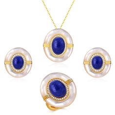 Elegant Oval Jewelry Sets For Anniversary, Exquisite Blue Jewelry With Polished Finish, Elegant Blue Jewelry Sets For Formal Occasions, Elegant Gemstone Jewelry Sets, Elegant Sapphire Jewelry With Cabochon, Elegant Rings With Matching Earrings For Gift, Elegant Rings With Matching Earrings As Gift, Elegant Sapphire Jewelry Sets In Sterling Silver, Elegant Blue Sterling Silver Jewelry Sets