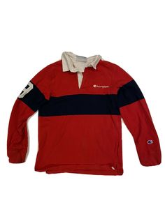 Champion Long Sleeve Shirt Red Youth Size Large Vintage GUC. Condition is "Pre-owned". Shipped with USPS First Class. First Class, Long Sleeve Shirt, Sleeve Shirt, Rain Jacket, Long Sleeve Shirts, Long Sleeve, Red