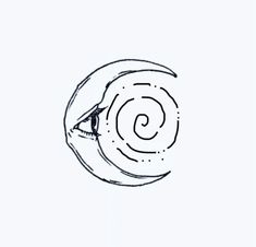 a drawing of an eye looking up at the sky with a spiral in it's center