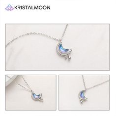 Just like the moon shifting every single night, so does the adaptation of our soul until we reach a peak of fullness that allows us to reflect and start a new chapter in our lives. This beautifully constructed, rich blue moon necklace reminds us that though we may go through hardships, we soon enough in time will reach “fullness” and learn, understand and grow from past mistakes and traumas. The water droplets symbolizes constant movement, so is the natural growth of our souls, just like a sprin Blue Moon Necklace, Women Choker Necklace, Original Necklace, Silver Water, Womens Chokers, In The Moon, Silver Moon, Necklace Blue, Pretty Gift